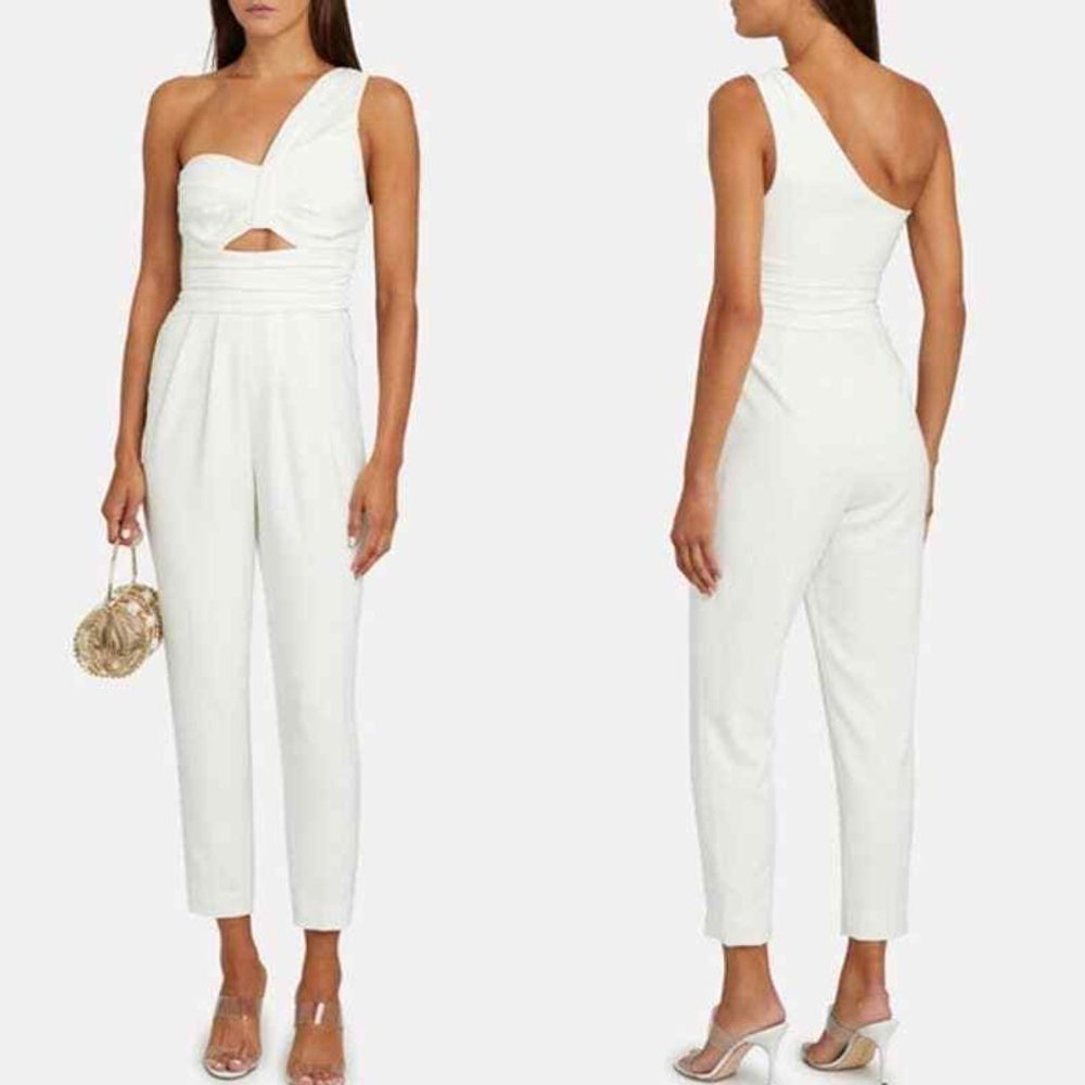 A.L.C. Athena Cropped One Shoulder White Jumpsuit (Size 2) *Bridal/Wedding*